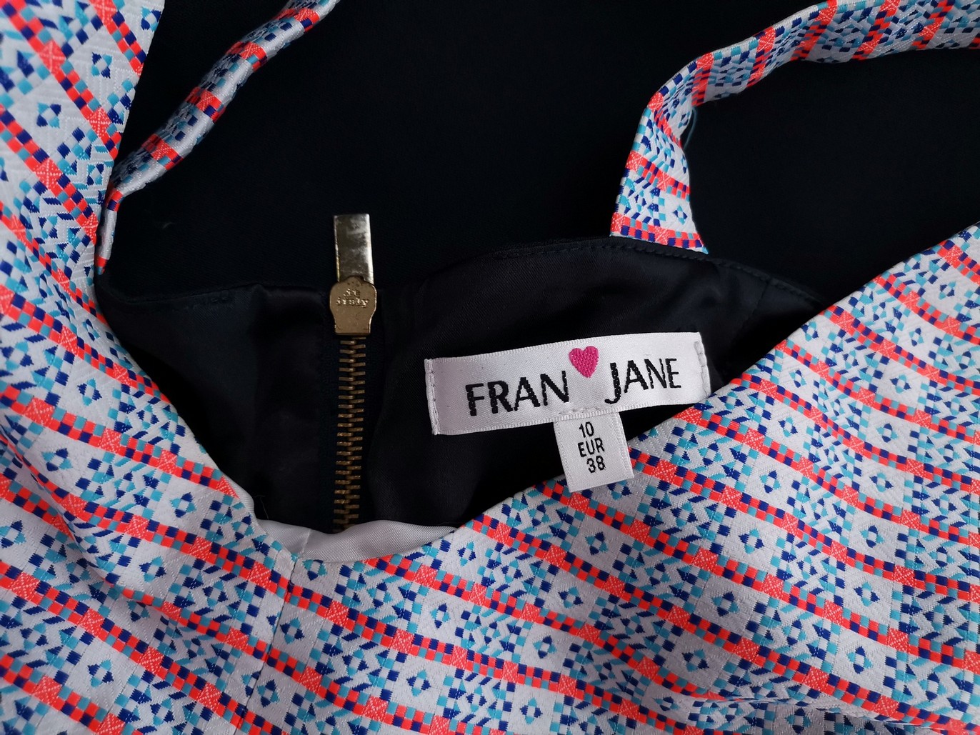 Fran Jane Size 10 (38) Color Granatowy W serek Sukienka Ołówkowa Bezrękawnik Midi