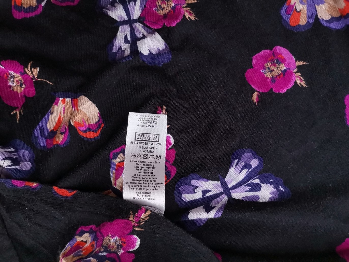 Wallis Size M Color Czarny Okrągły dekolt Sukienka Prosta Rękaw 3/4 Do Kolan Fabric Wiskoza