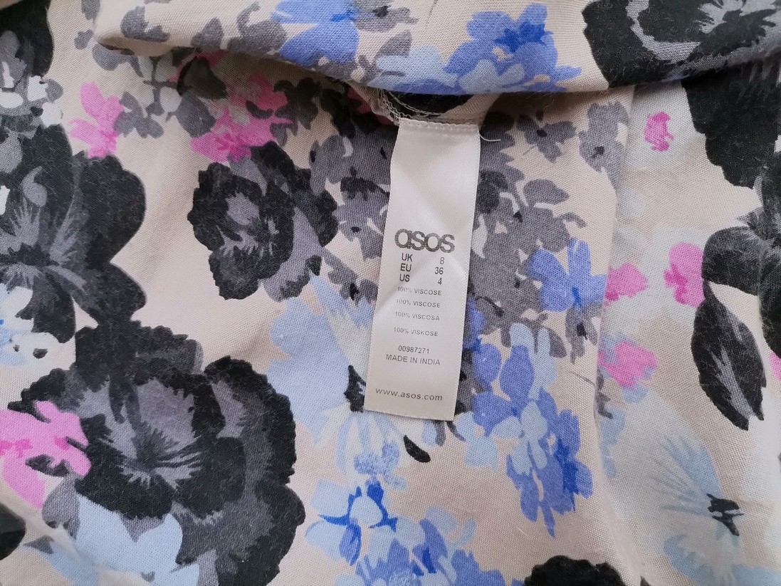 ASOS Size 8 (36) Color Szary Okrągły dekolt Sukienka Maxi Bezrękawnik Długa Fabric Wiskoza 100%