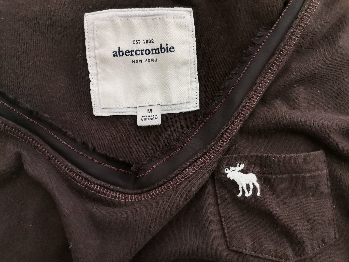 ABERCROMBIE & FITCH Size M Color Brązowy Okrągły dekolt Bluzka Długi rękaw Fabric Bawełna