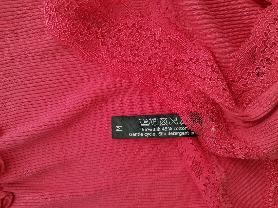 Size M Color Różowy Dekolt U Bluzka Bezrękawnik Fabric Jedwab