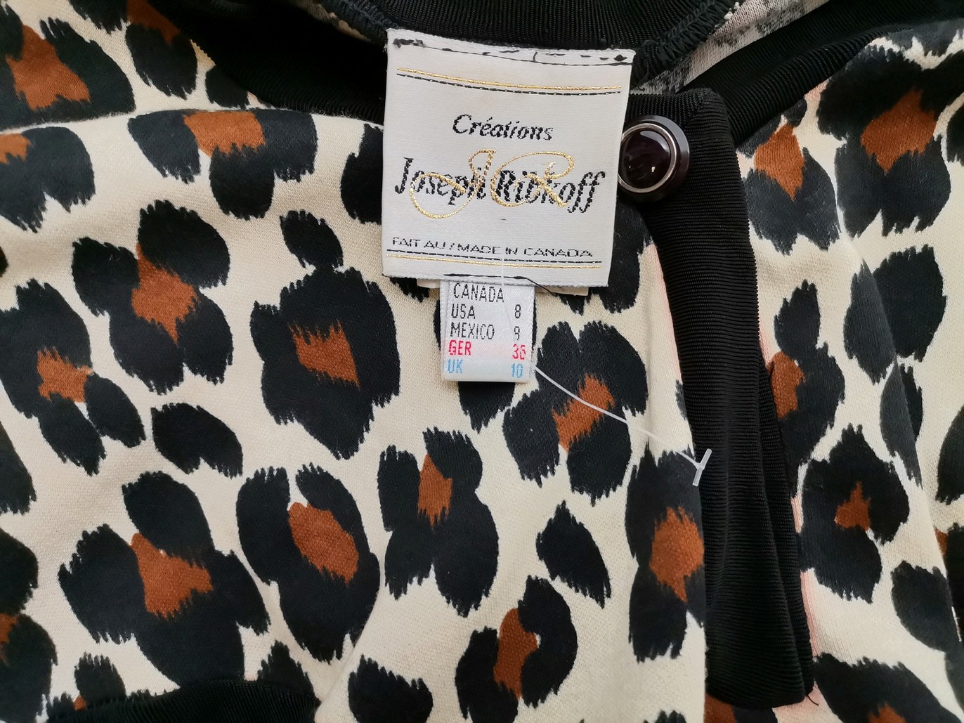 Joseph Ribkoff Size 8 (36) Color Czarny Panterka Keyhole Crew Neck Sukienka Sweterkowa Długi rękaw Długa