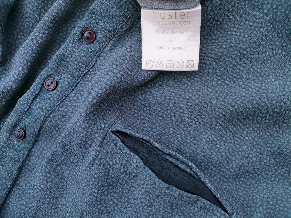 Coster Copenhagen Size 38 Color Niebieski Kołnierz Bluzka z guzikami na dekolcie Długi rękaw Fabric Wiskoza 100%