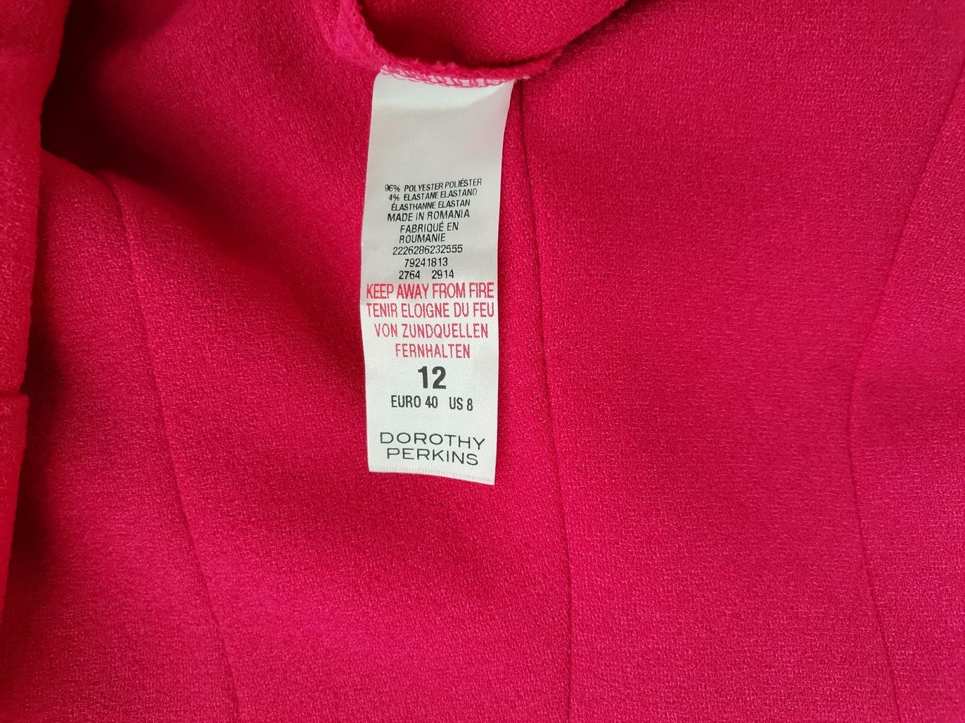 Dorothy perkins Size 12 (40) Color Różowy Okrągły dekolt Sukienka Elegancka Bezrękawnik Do Kolan