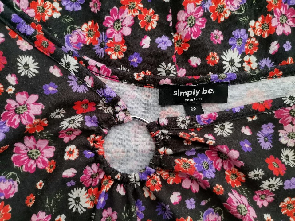 SimplyBe Size 22 (50) Color Czarny W serek Sukienka Prosta Długi rękaw Do Kolan