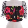 Boohoo Size 8 (36) Color Czarny Kwadratowy dekolt Bluzka Crop Top Krótki rękaw