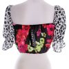 Boohoo Size 8 (36) Color Czarny Kwadratowy dekolt Bluzka Crop Top Krótki rękaw