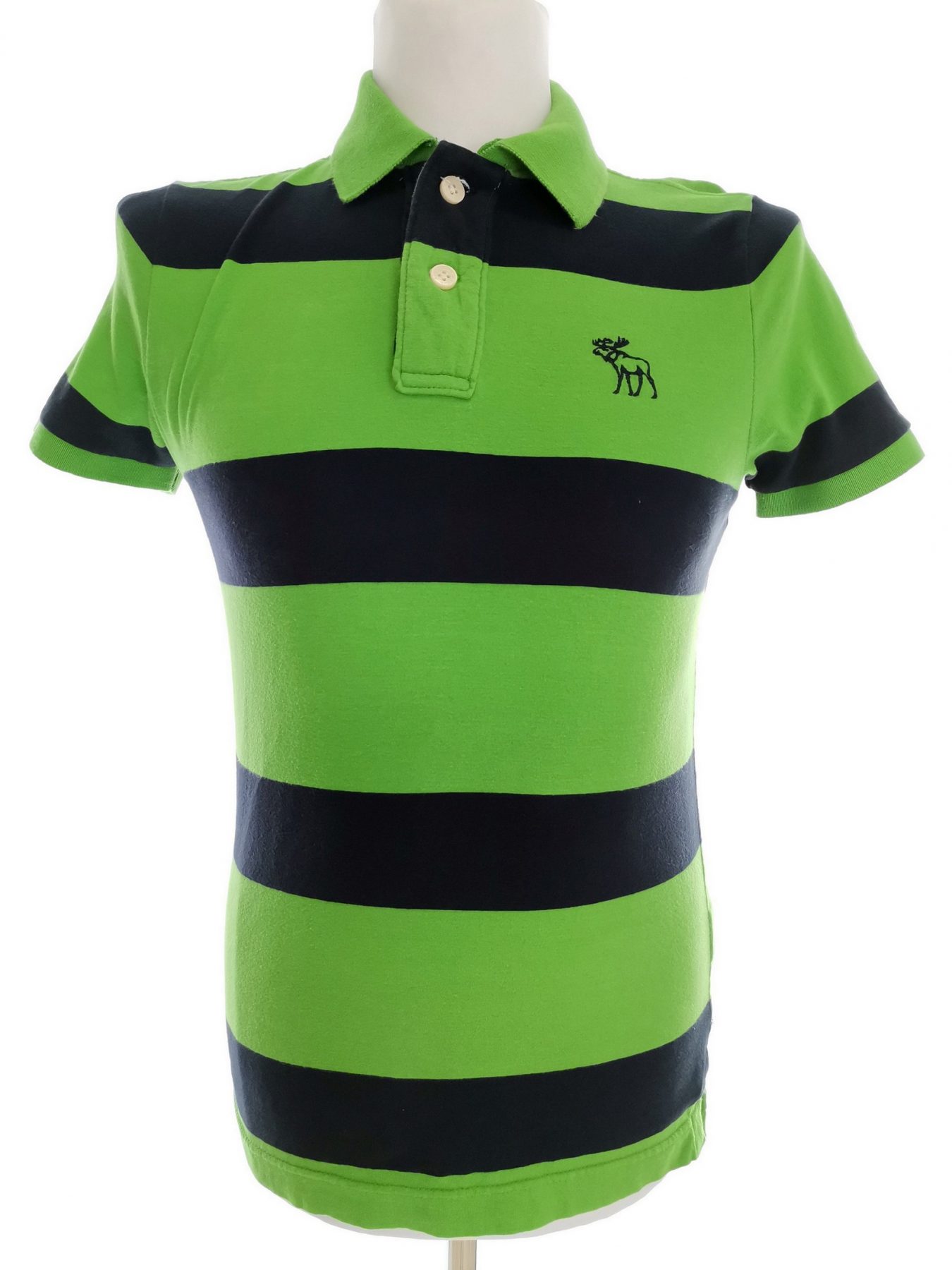 ABERCROMBIE & FITCH Size S Color Zielony Pasy Kołnierz Męska Koszula Polo Krótki rękaw Fabric Bawełna 100%