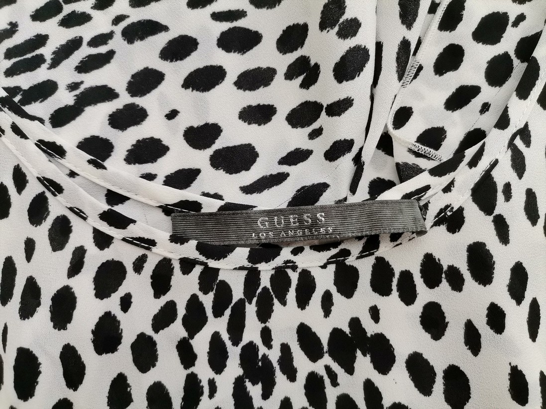 Guess Size M Color Kremowy Panterka Okrągły dekolt Bluzka Bezrękawnik