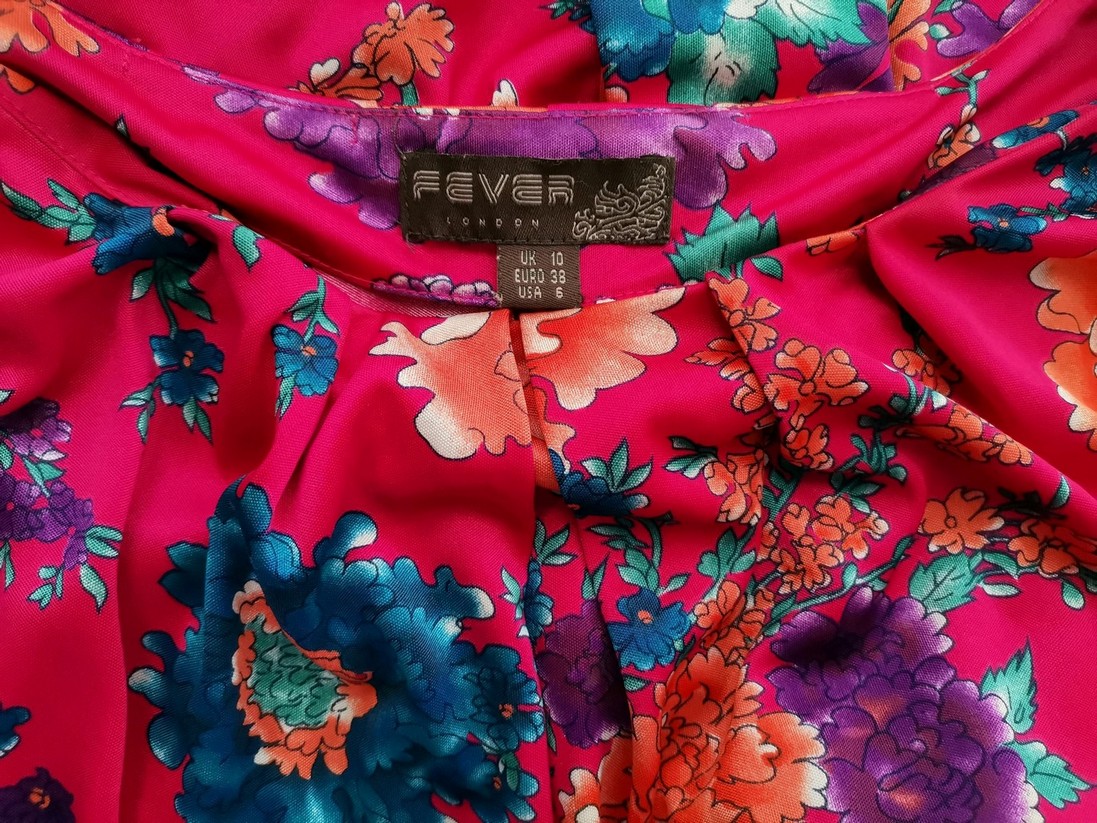 Fever London Size 10 (38) Color Różowy Okrągły dekolt Sukienka Elegancka Krótki rękaw Do Kolan