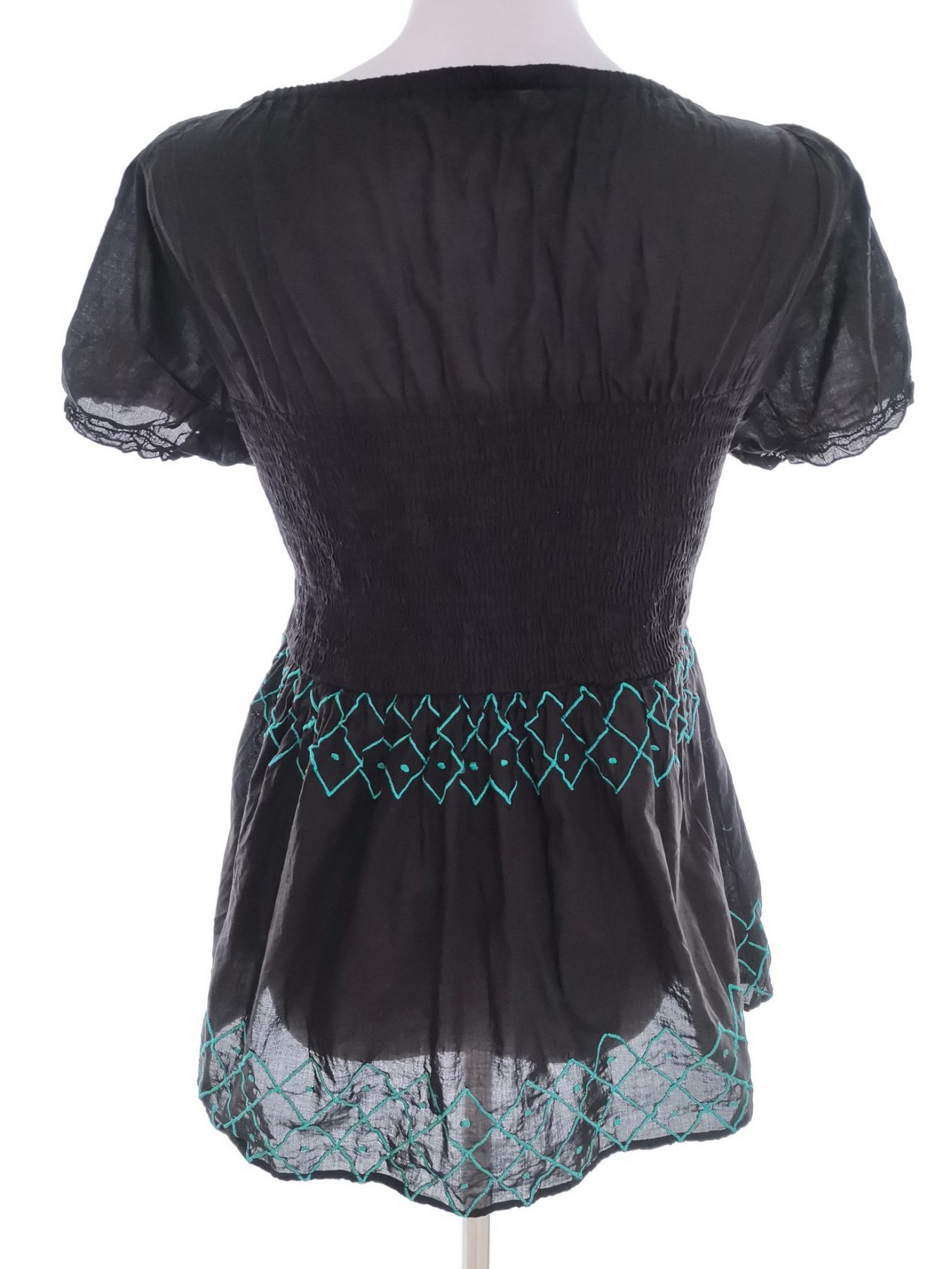 Miss selfridge Size 10 (38) Color Czarny Kwadratowy dekolt Bluzka Peplum Krótki rękaw Fabric Bawełna 100%