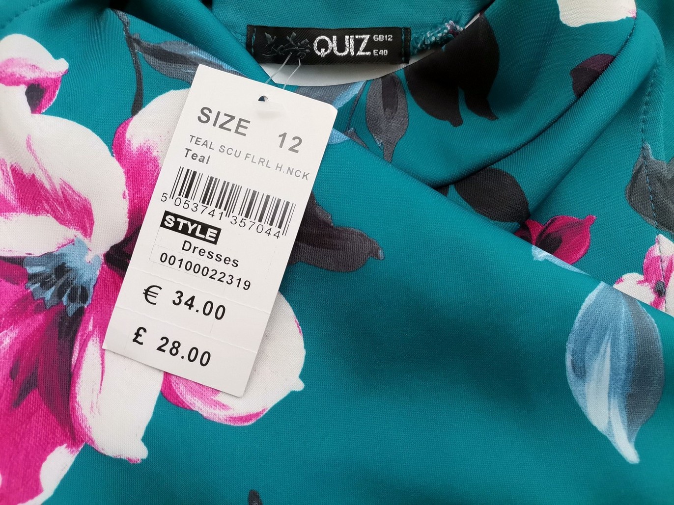 Quiz Size 12 (40) Color Turkusowy Okrągły dekolt Sukienka Rozkloszowana Bezrękawnik Do Kolan