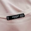 Mango Size XS Color Perłowy Okrągły dekolt Bluzka Krótki rękaw