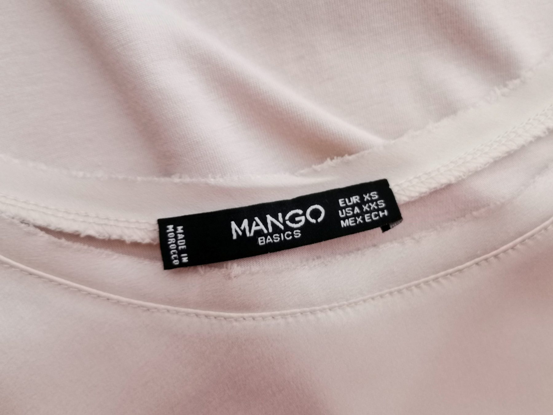 Mango Size XS Color Perłowy Okrągły dekolt Bluzka Krótki rękaw