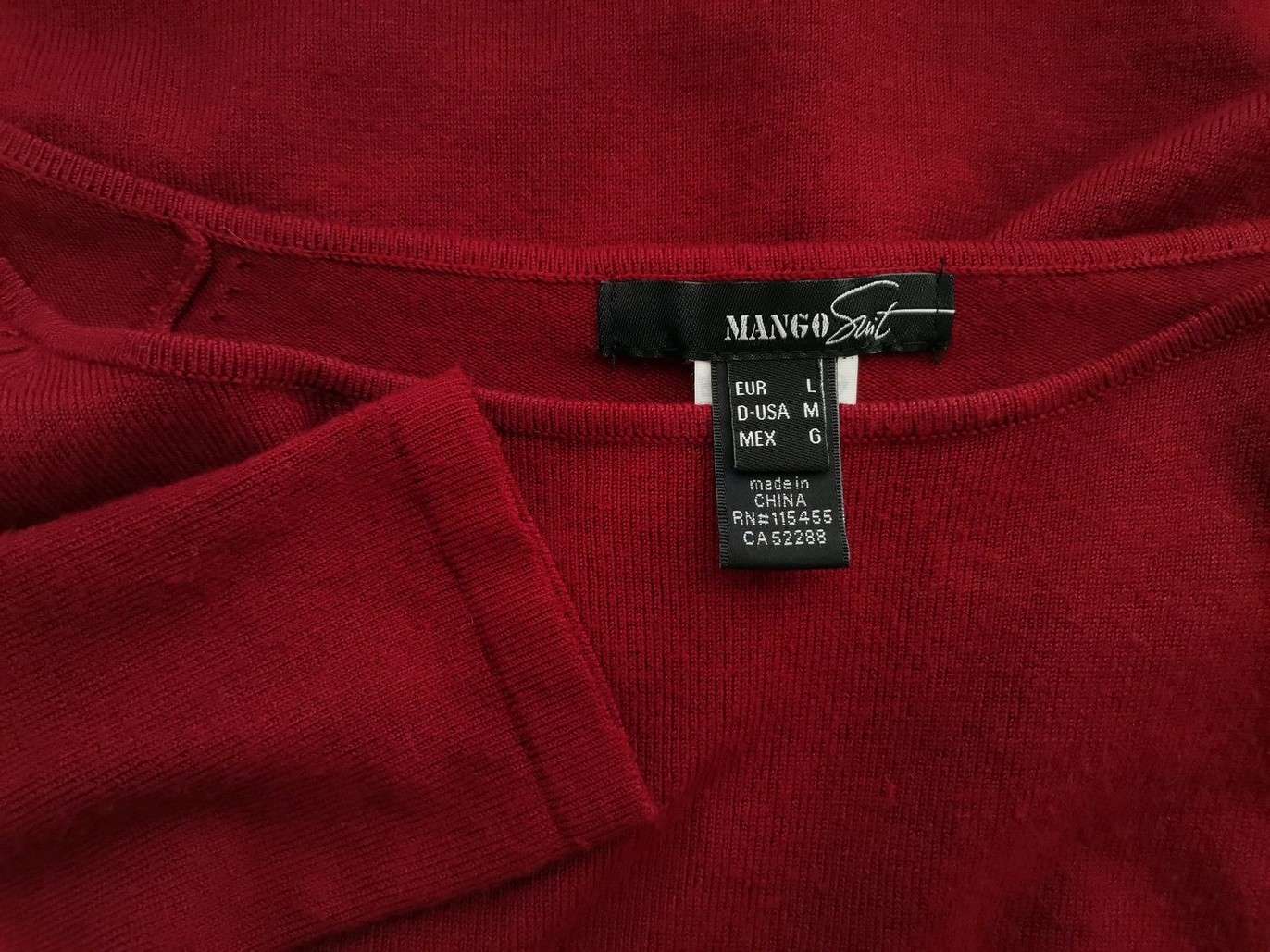 Mango Size L Color Bordowy Okrągły dekolt Sukienka Ołówkowa Długi rękaw Do Kolan Fabric Wiskoza