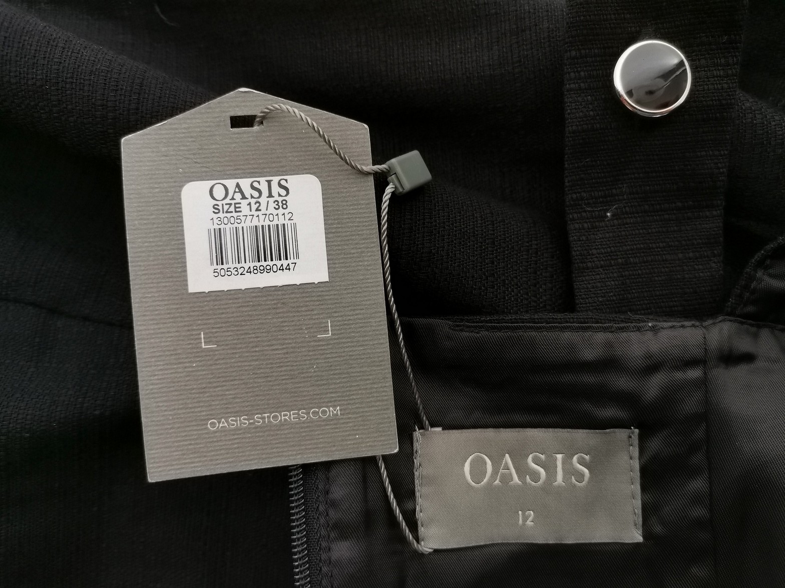 Oasis Size 12 (38) Color Czarny W łódkę Sukienka Trapezowa Bezrękawnik Do Kolan Fabric Bawełna