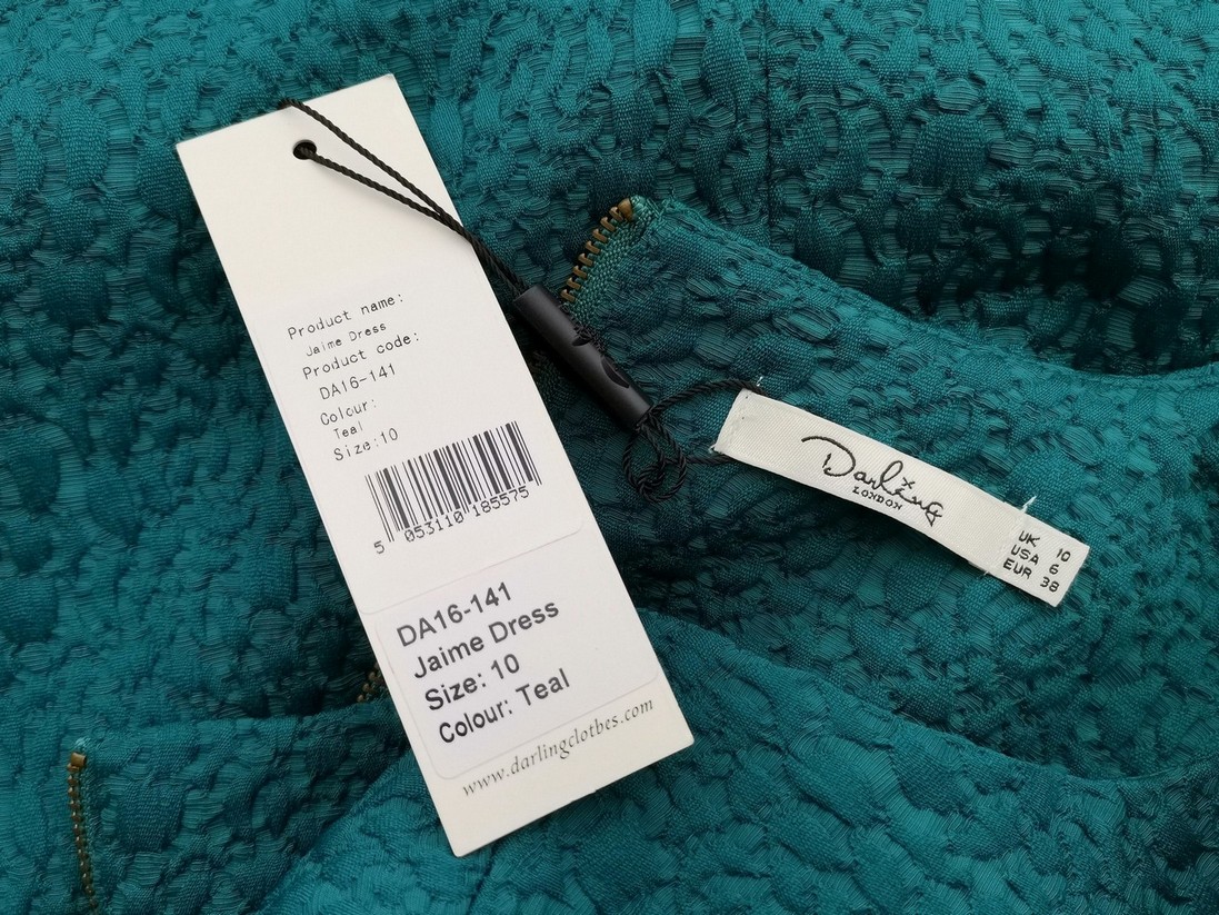 Darling Size 10 (38) Color Turkusowy Okrągły dekolt Sukienka Trapezowa Bezrękawnik Do Kolan