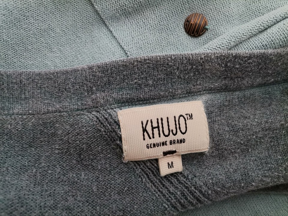 KHUJO Size M Color Niebieski Okrągły dekolt Sukienka Sweterkowa Rękaw 3/4 Do Kolan Fabric Bawełna 100%