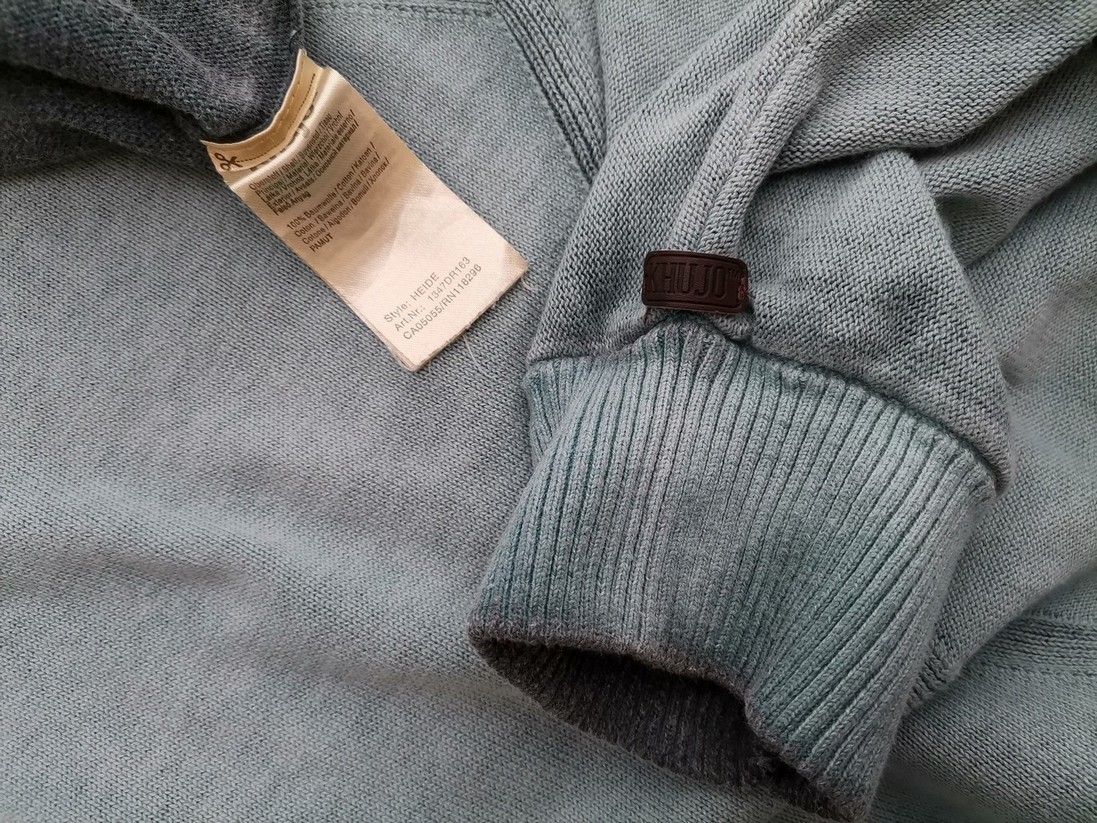 KHUJO Size M Color Niebieski Okrągły dekolt Sukienka Sweterkowa Rękaw 3/4 Do Kolan Fabric Bawełna 100%