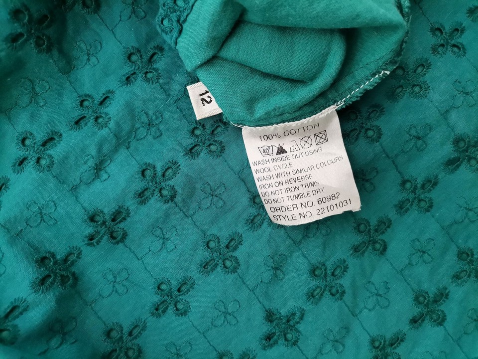 MK Size 12 (40) Color Szmaragdowy Kwadratowy dekolt Bluzka Krótki rękaw Fabric Bawełna 100%