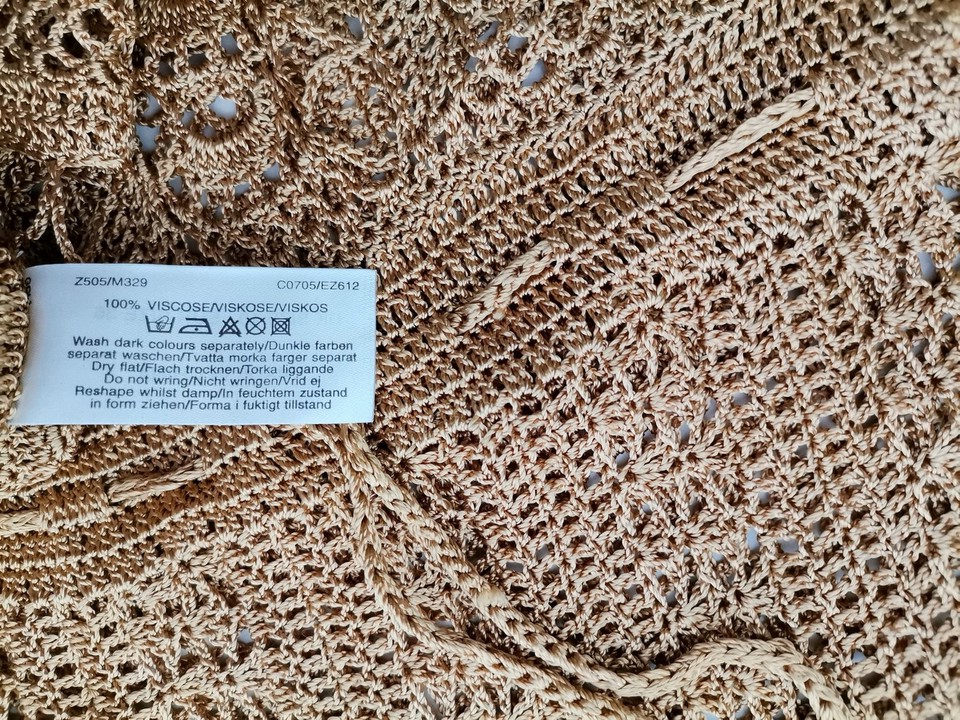 South Size 10 (36) Color Beżowy Dekolt U Bluzka z otwartą dzianiną Bezrękawnik Fabric Wiskoza 100%