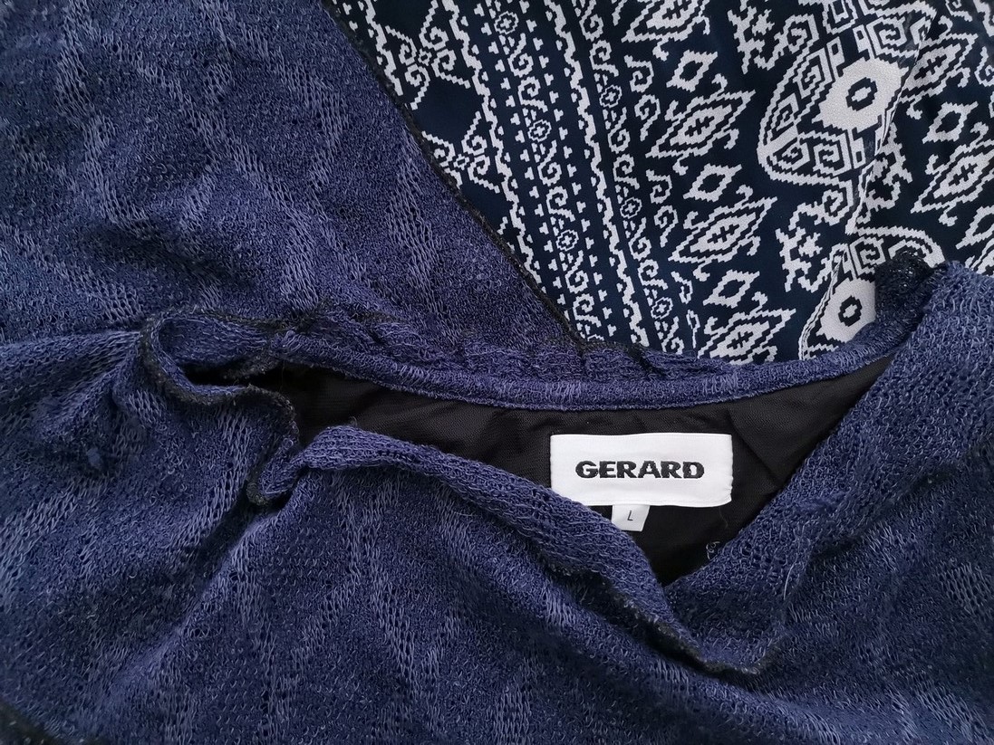 Gerard Size L Color Granatowy Okrągły dekolt Sukienka Mini Rękaw 3/4 Krótka