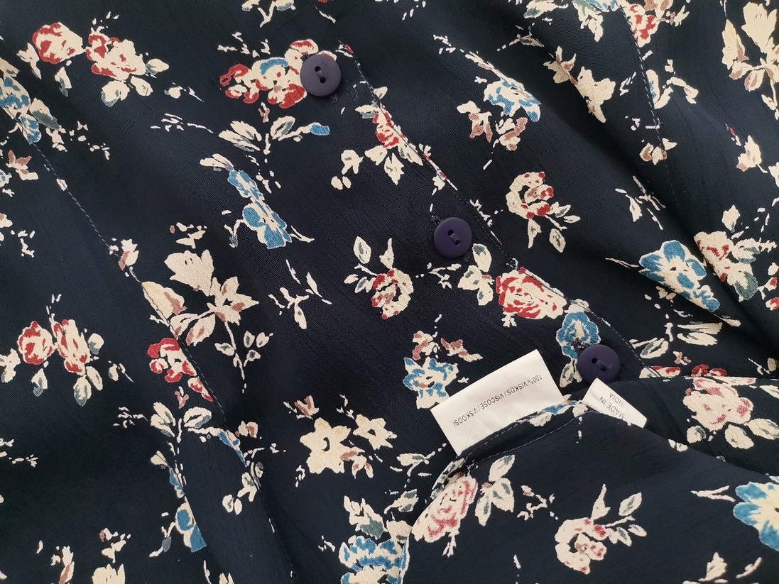 No.1 Size 44 Color Granatowy W serek Sukienka Prosta Krótki rękaw Midi Fabric Wiskoza 100%