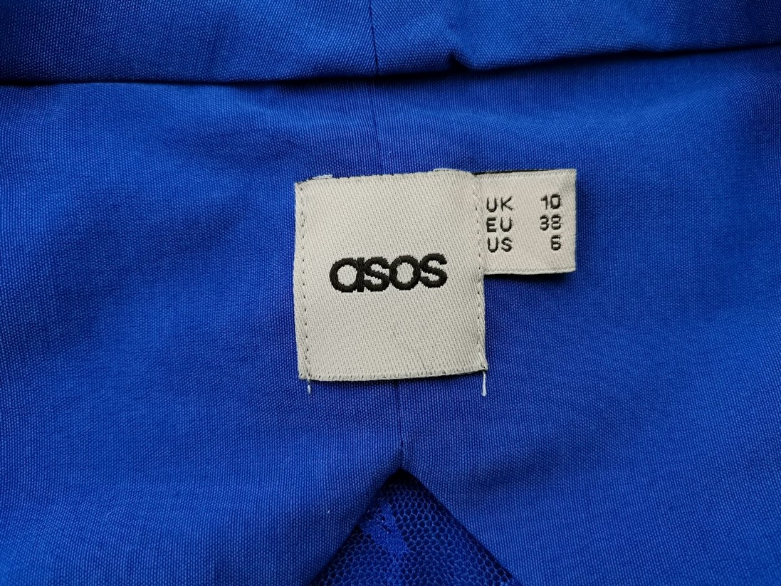 ASOS Size 10 (38) 36 Color Niebieski W serek Sukienka Ołówkowa Krótki rękaw Midi Fabric Wiskoza