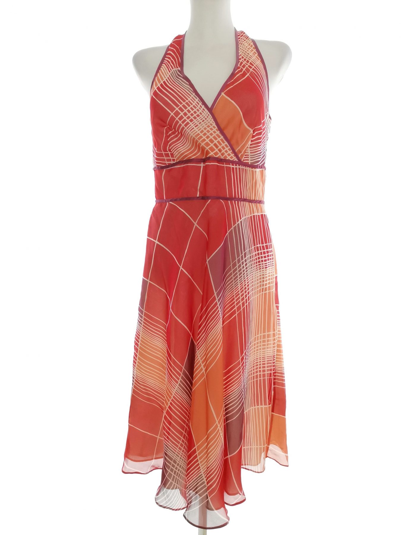 Coast Size 10 (38) Color Pomarańczowy Halter Sukienka Maxi Bezrękawnik Długa Fabric Jedwab 100%