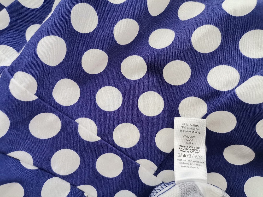 petite Size 6 (34) Color Niebieski Grochy W łódkę Sukienka Mini Bezrękawnik Krótka Fabric Bawełna