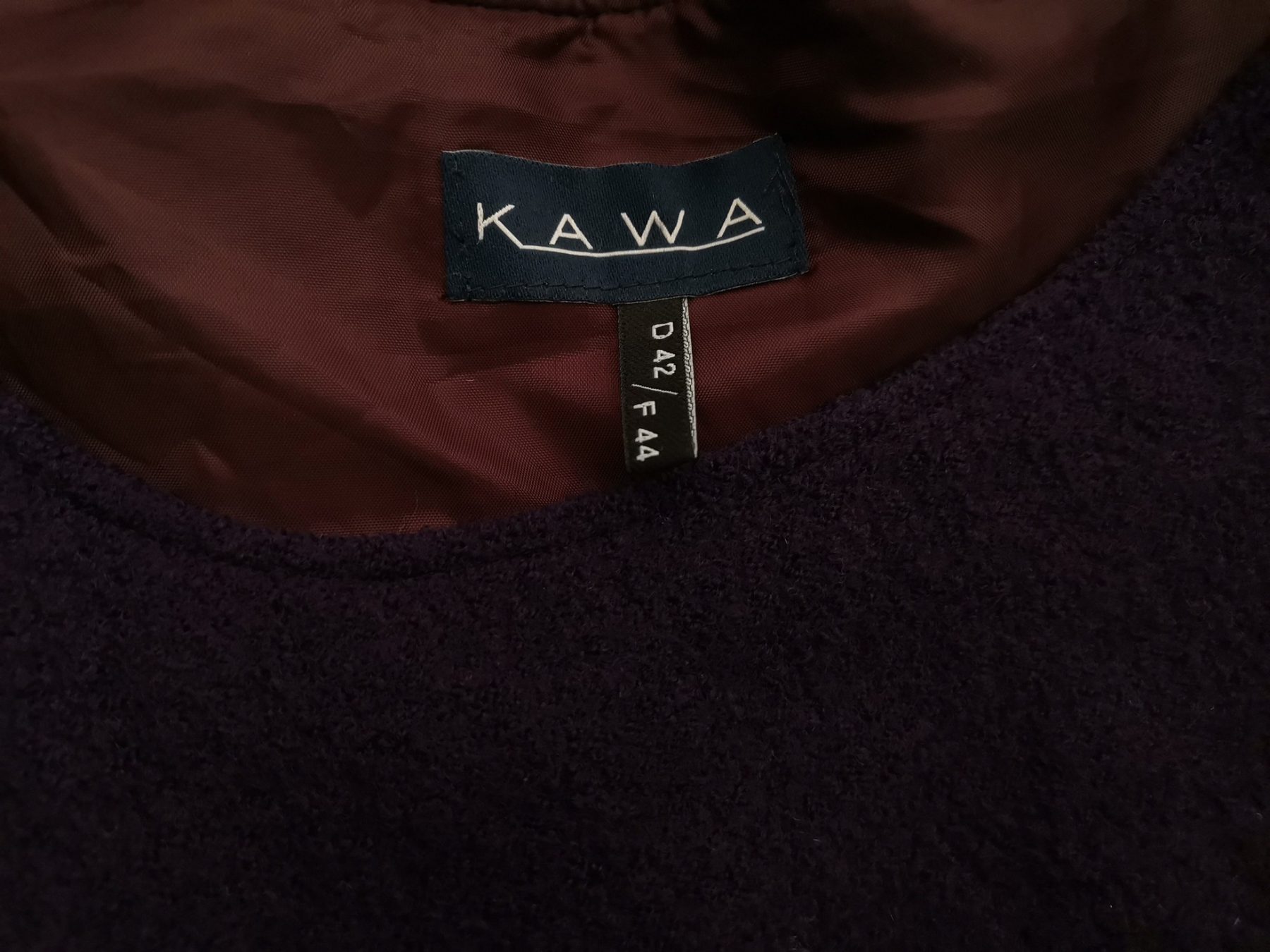 Kawa Size 42 Color Fioletowy Okrągły dekolt Sukienka Sweterkowa Bezrękawnik Midi Fabric Wełna 100%