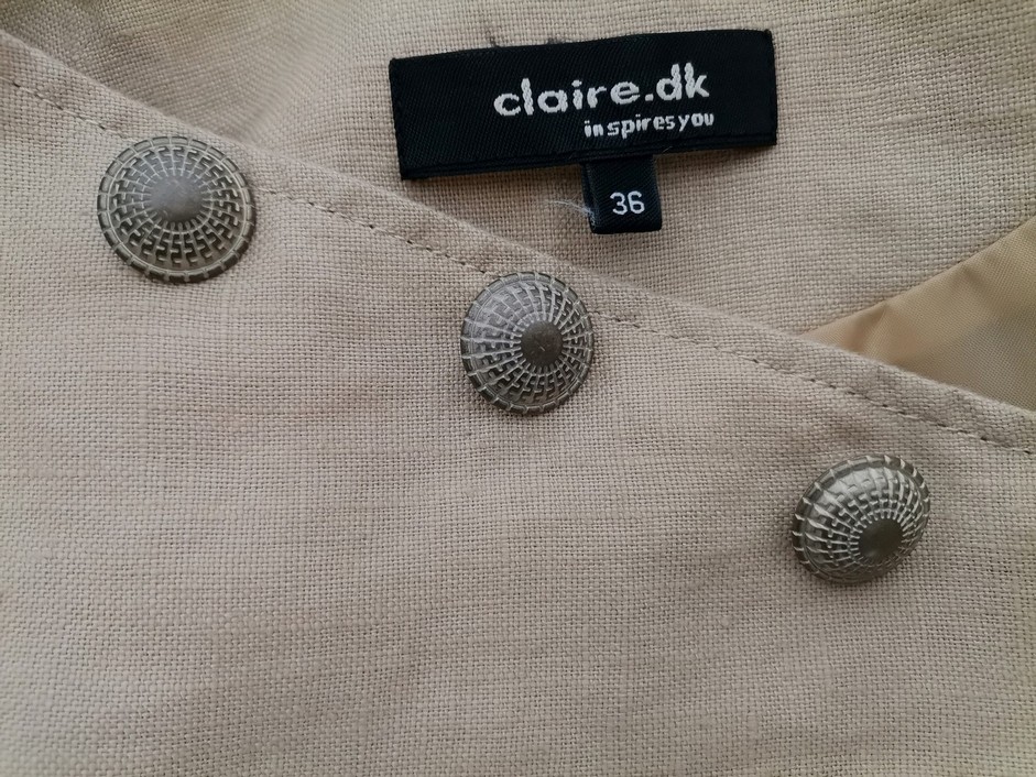 CLAIRE DK Size 36 Color Beżowy Kołnierz Żakiet z zapięciem Długi rękaw Fabric Len 100%