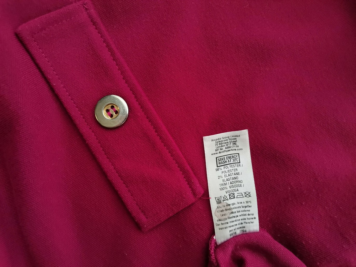 Dorothy perkins Size 12 (40) Color Fuksja Okrągły dekolt Sukienka Prosta Krótki rękaw Do Kolan