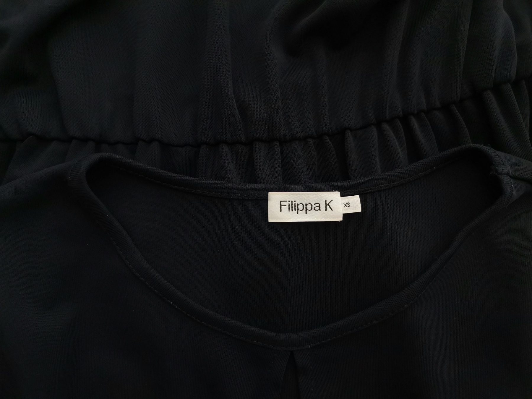 Filippa k Size XS Color Granatowy Keyhole Crew Neck Sukienka Blouson Długi rękaw Do Kolan