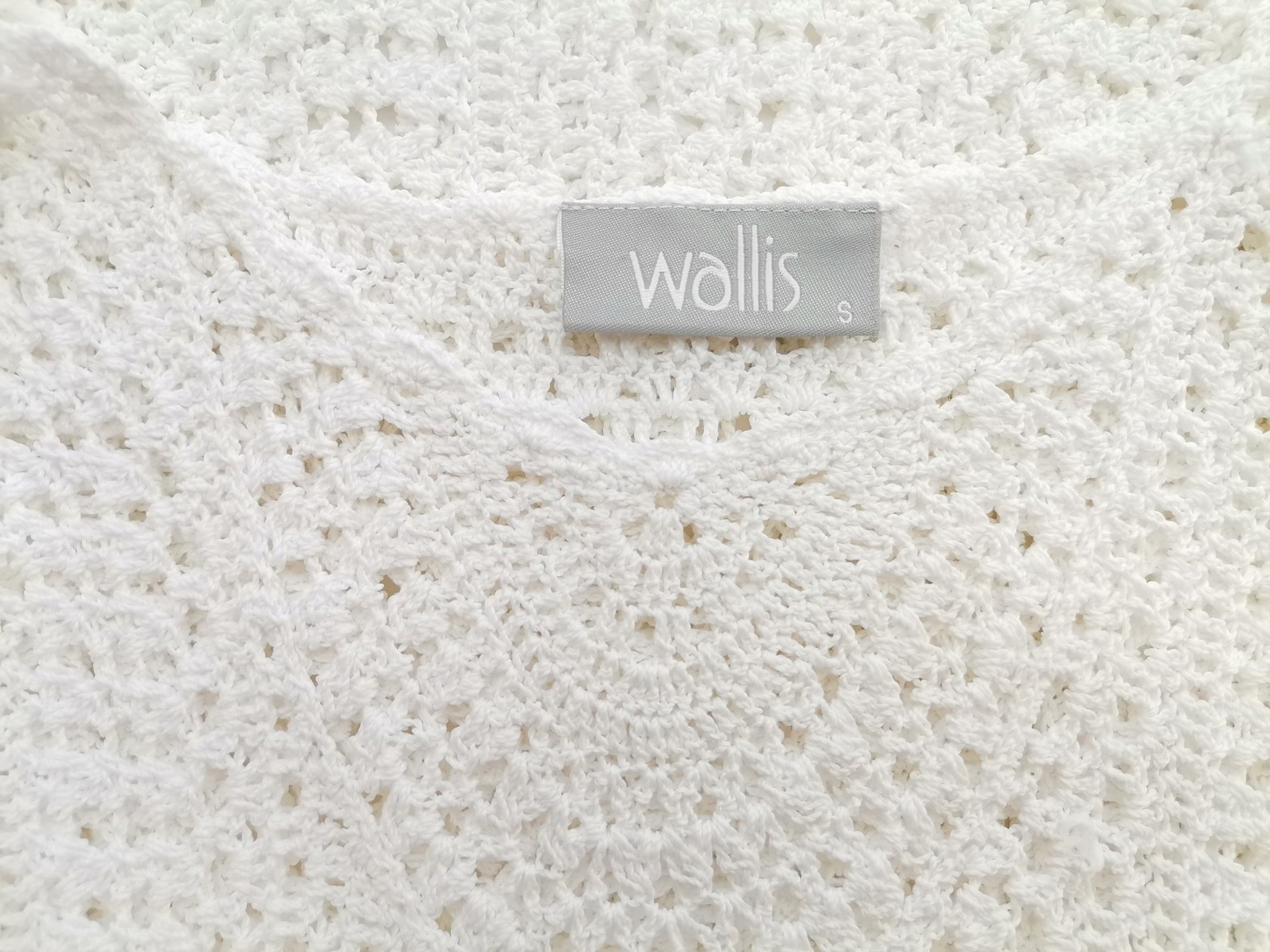 Wallis Size S Color Biały Okrągły dekolt Tunika Bluzka Dzianina Krótki rękaw Fabric Wiskoza 100%