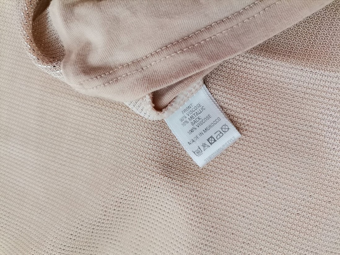 Oasis Size S Color Beżowy Okrągły dekolt Bluzka Krótki rękaw Fabric Wiskoza