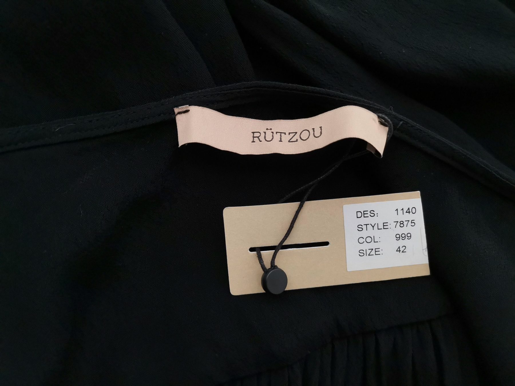 Rützou Size 42 Color Czarny W łódkę Suknia Balowa Sukienka Wieczorowa Krótki rękaw Długa Fabric Wiskoza 100%