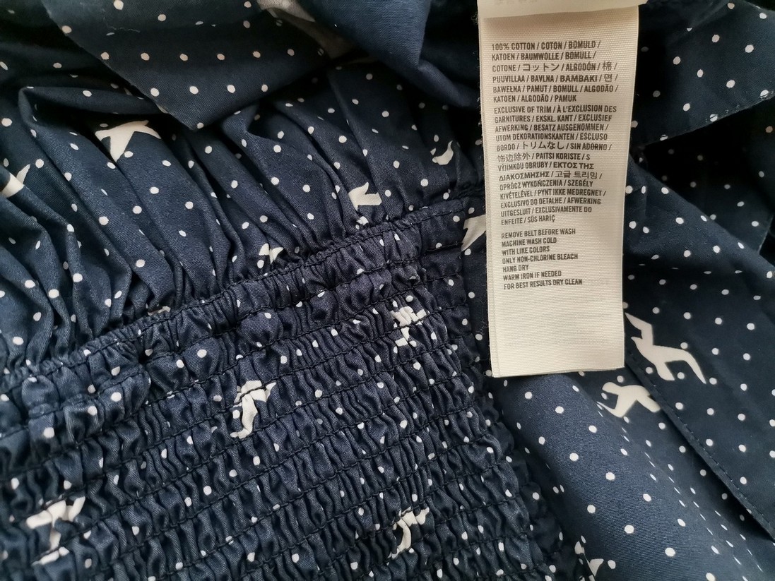 Hollister Size XS Color Niebieski Grochy Odkryte Ramiona Sukienka Mini Bezrękawnik Krótka Fabric Bawełna 100%