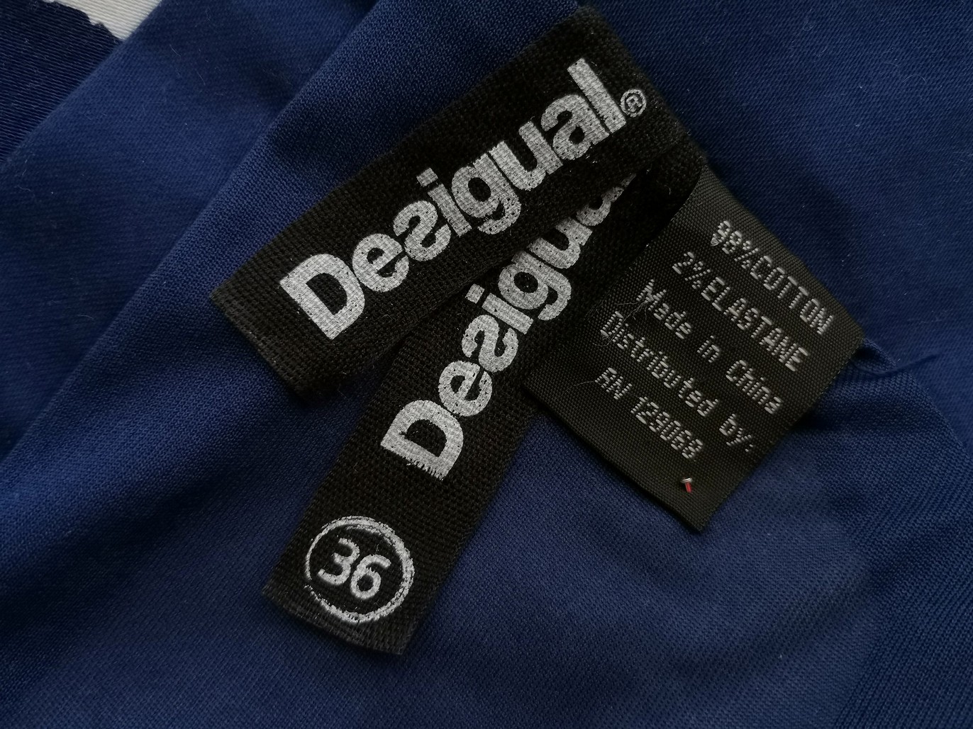 DESIGUAL Size 36 Color Granatowy Okrągły dekolt Sukienka Elegancka Bezrękawnik Do Kolan Fabric Bawełna