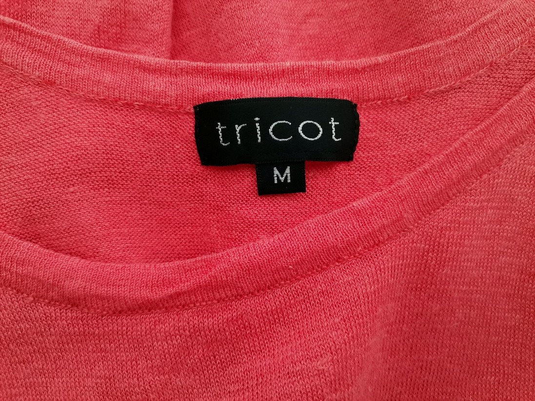 Tricot Size M Color Różowy Dekolt U Bluzka Bezrękawnik Fabric Len 100%