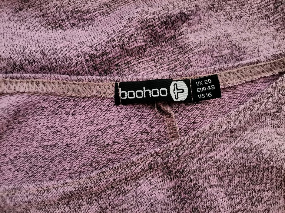 Boohoo Size 20 (48) Color Fioletowy Okrągły dekolt Sukienka Prosta Długi rękaw Do Kolan