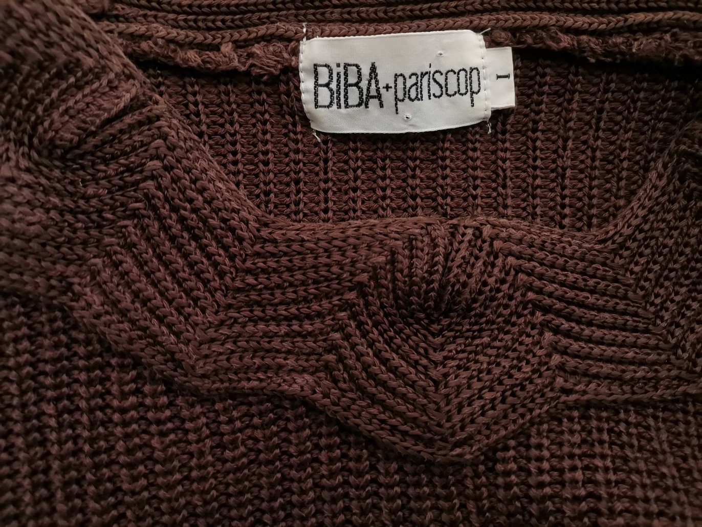 Biba + Pariscop Size 1 (36) Color Brązowy Okrągły dekolt Tunika Bluzka Dzianina Długi rękaw Fabric Bawełna