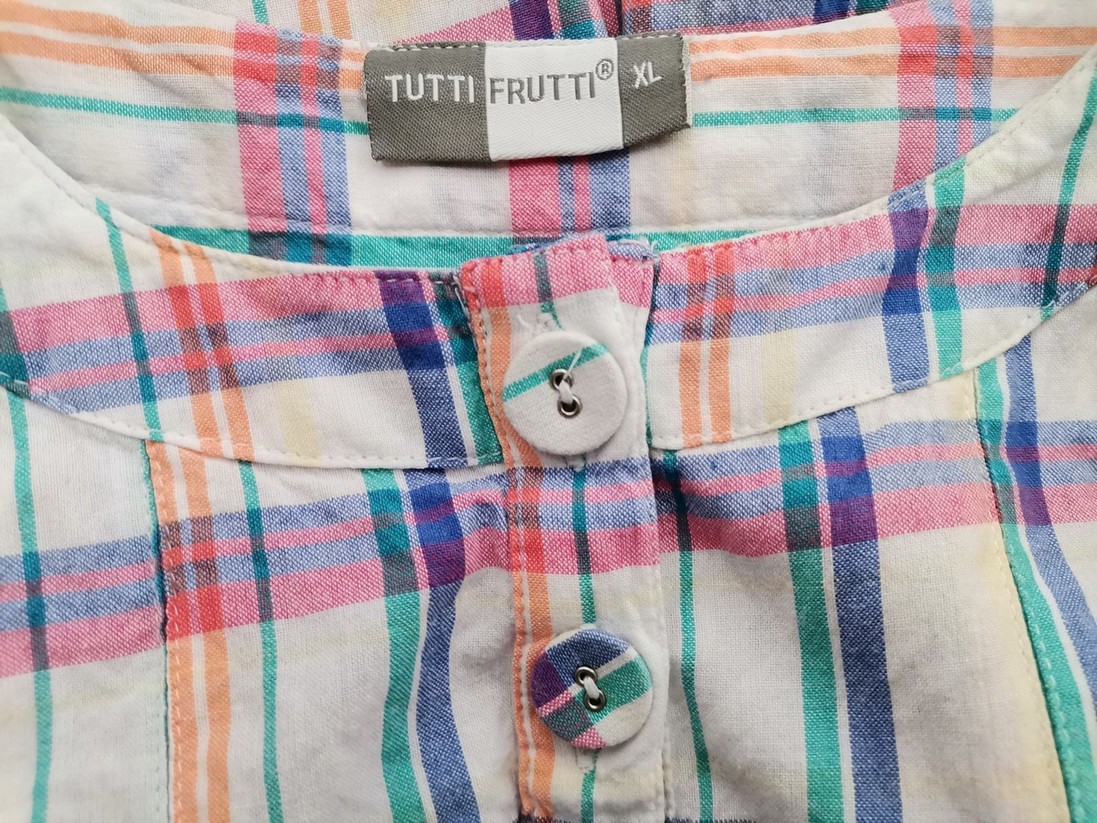 Tutti Frutti Size XL Color Biały Okrągły dekolt Sukienka Mini Krótki rękaw Krótka Fabric Bawełna 100%