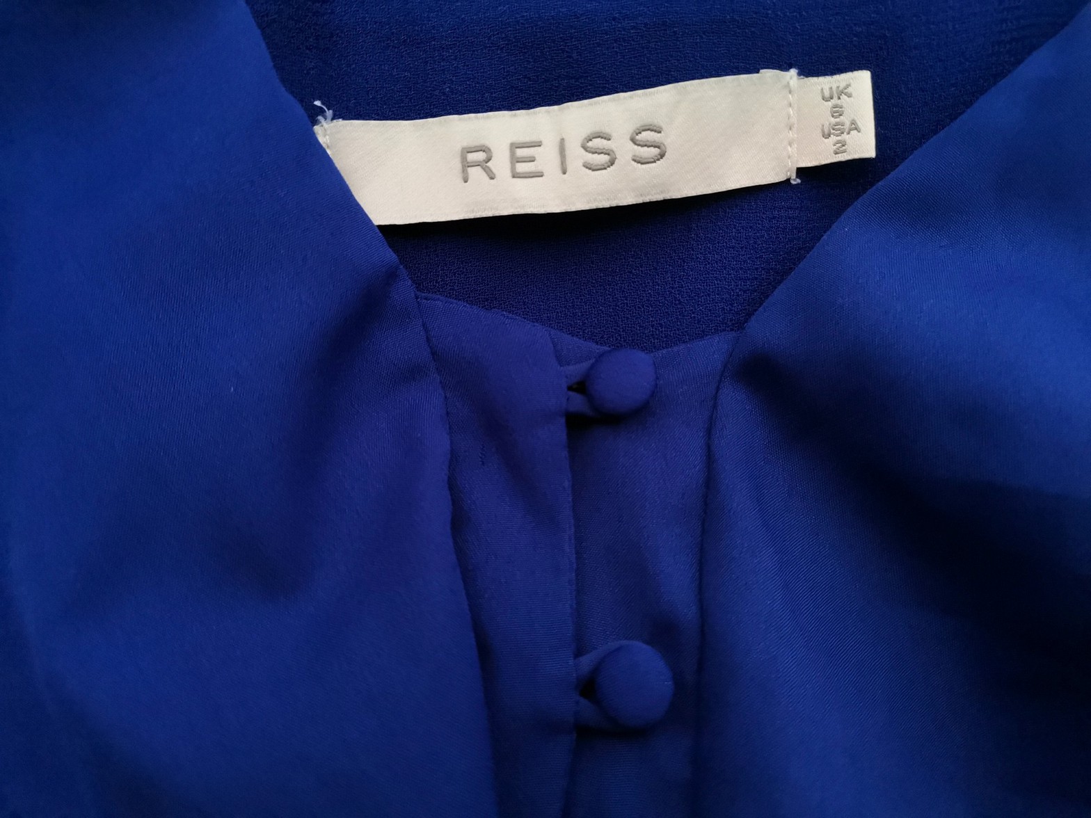 Reiss Size 6 (34) Color Niebieski Drapowany dekolt Sukienka Sweterkowa Długi rękaw Do Kolan