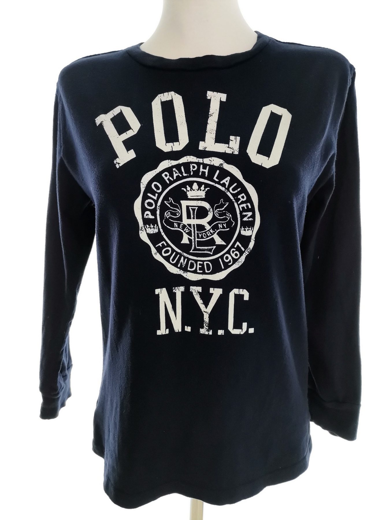 Polo Ralph Lauren Size 38/40 Color Granatowy Crew Neck Bluzka Rękaw 3/4