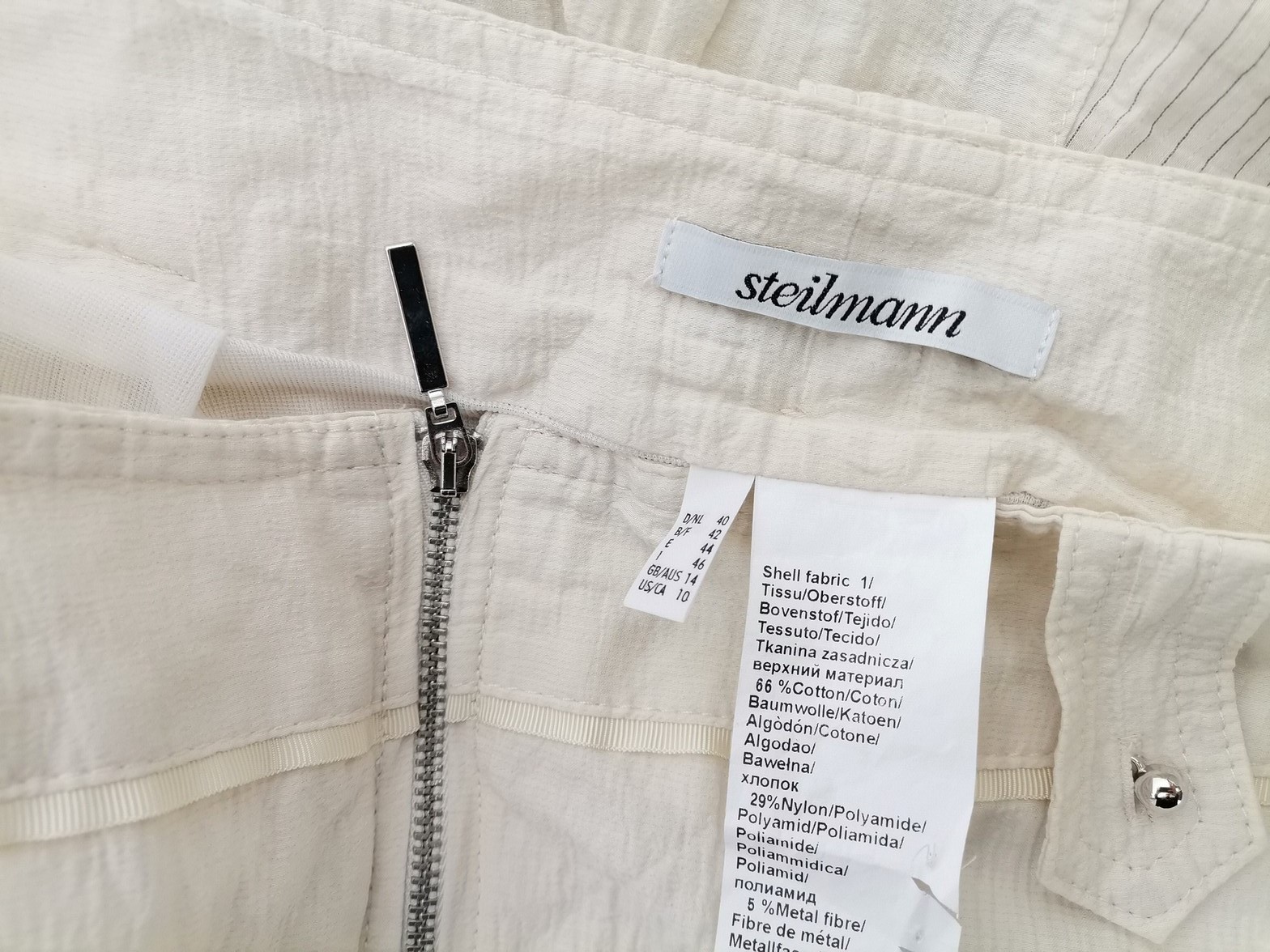 Steilmann Size 40 Color Kremowy Pasy Spódnica Trapezowa Midi Fabric Bawełna