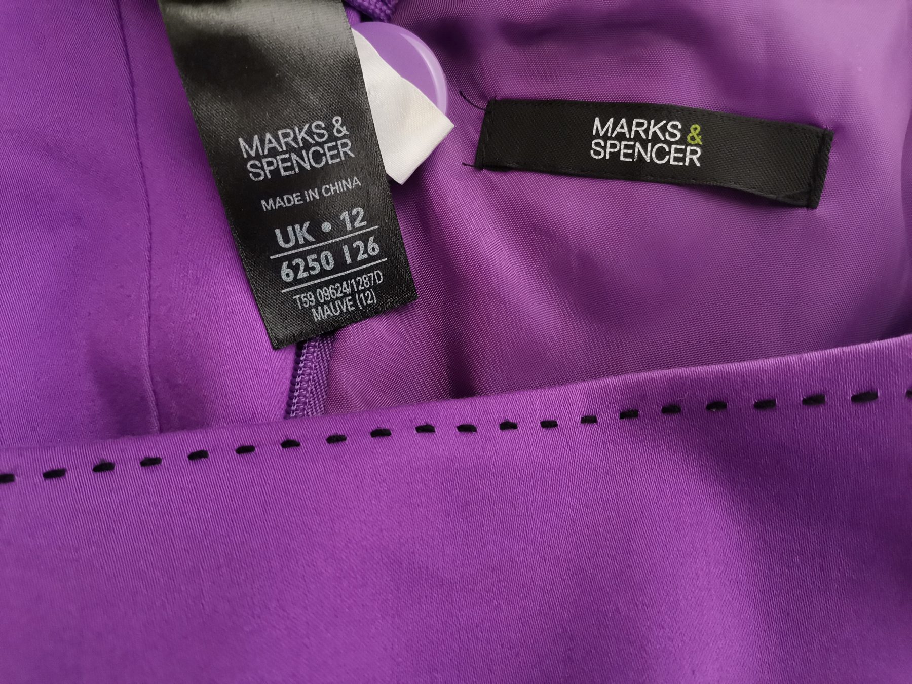 Marks&spencer Size 12 (40) Color Fioletowy Okrągły dekolt Sukienka Ołówkowa Bezrękawnik Midi Fabric Bawełna