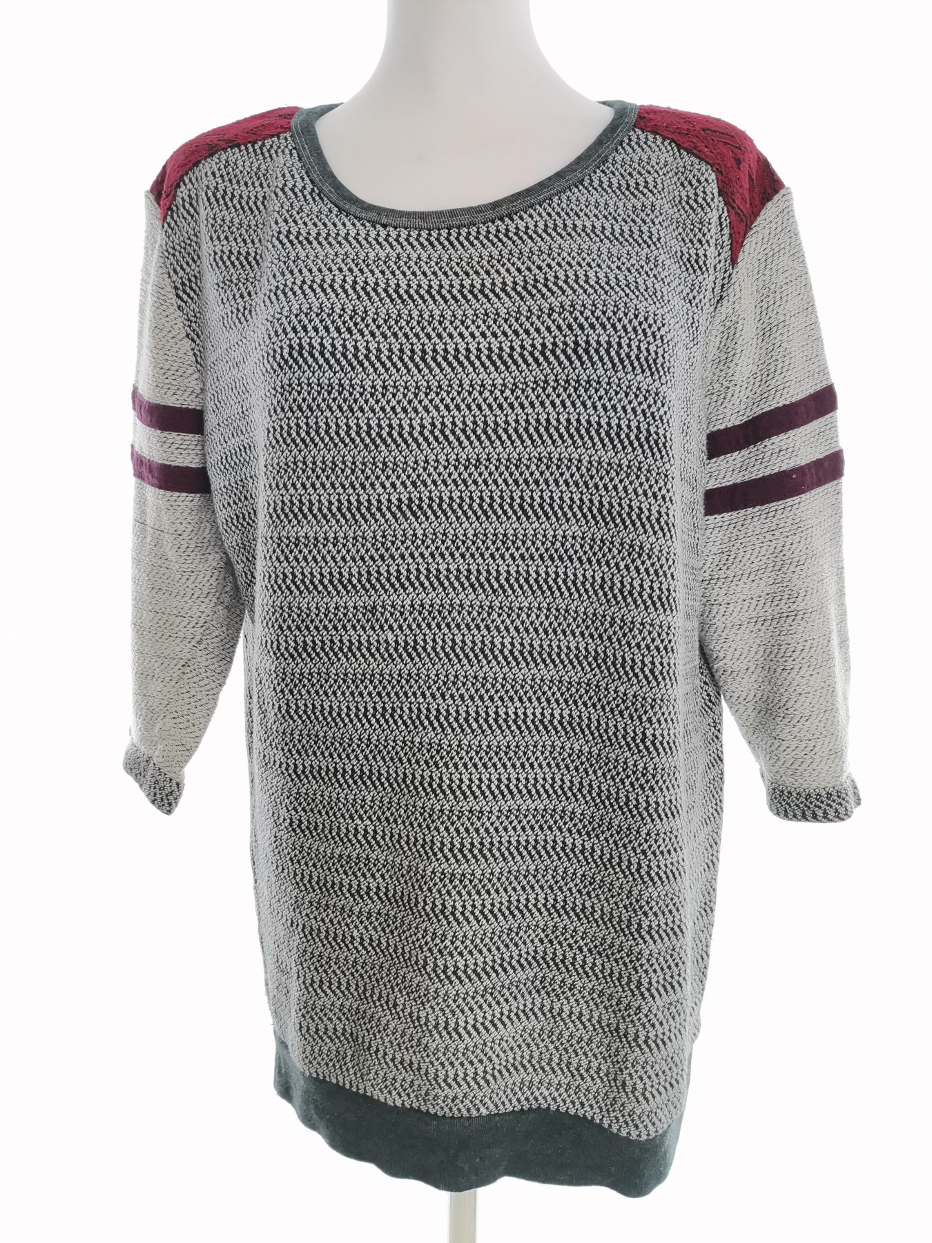 Maison scotch Size 1 (36) Color Szary Okrągły dekolt Tunika Bluzka Dzianina Rękaw 3/4 Fabric Bawełna 100%