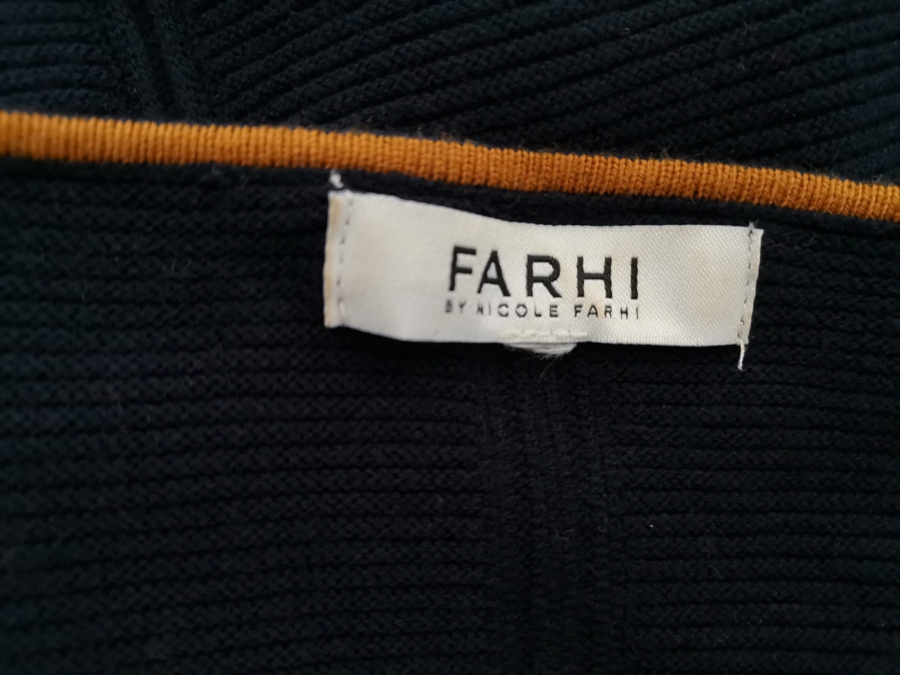 Farhi by Nicole Farhi Size 46/48 Color Granatowy W serek Sukienka Prosta Długi rękaw Midi Fabric Bawełna