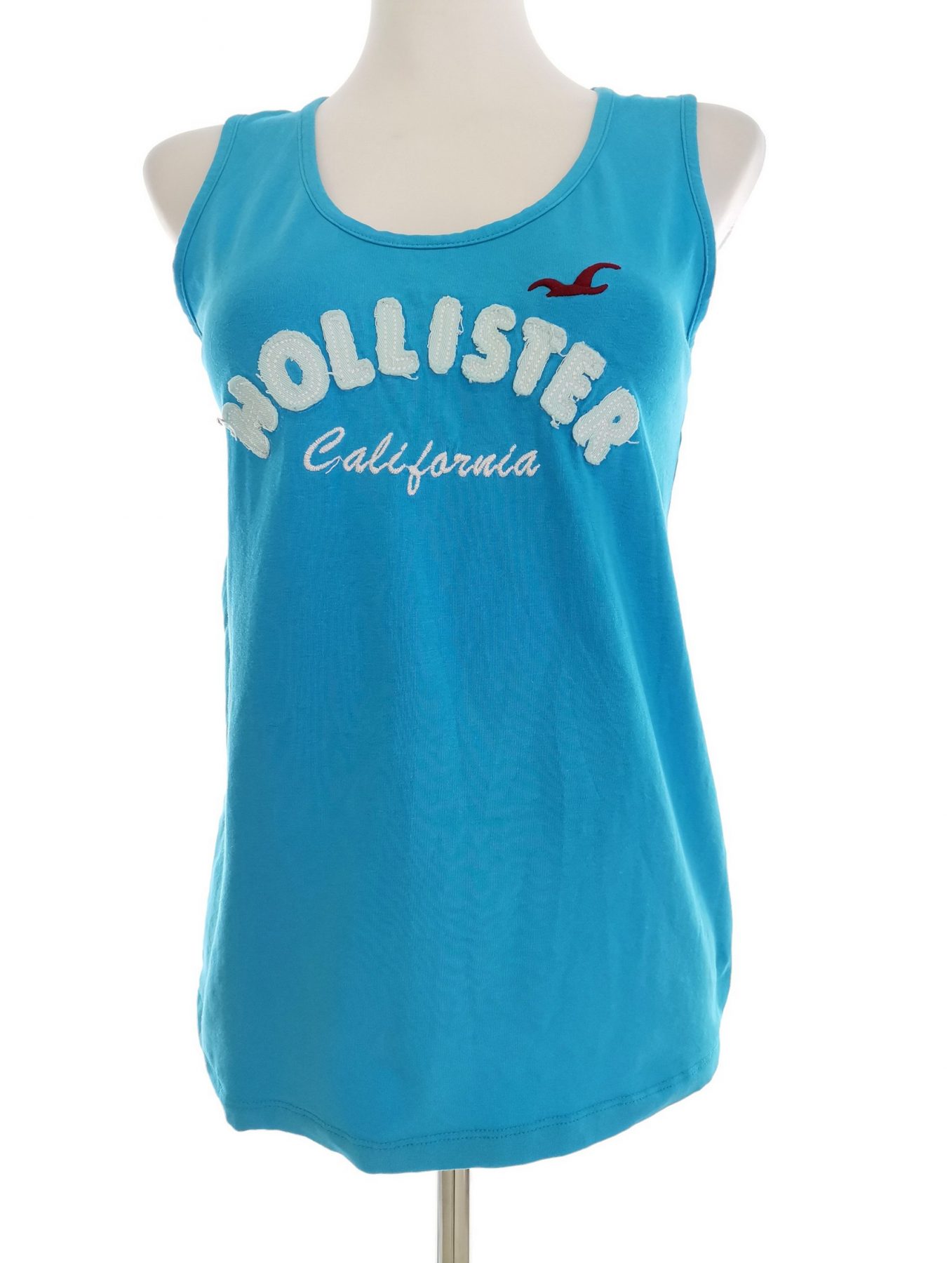 Hollister Size XL Color Niebieski Okrągły dekolt Bluzka Bezrękawnik Fabric Bawełna 100%